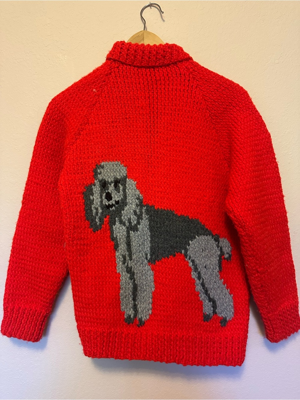 Amazing hand-knit poodle cardigan sweater